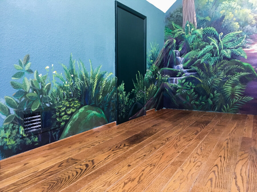 Lush Green Forest Mural in California Home