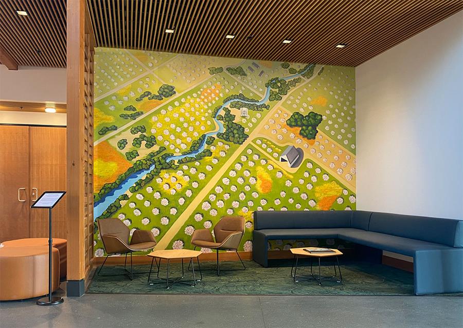 Orchard Landscape Mural at the Los Altos Community Center (Inspired by the Art of Linda Gass)