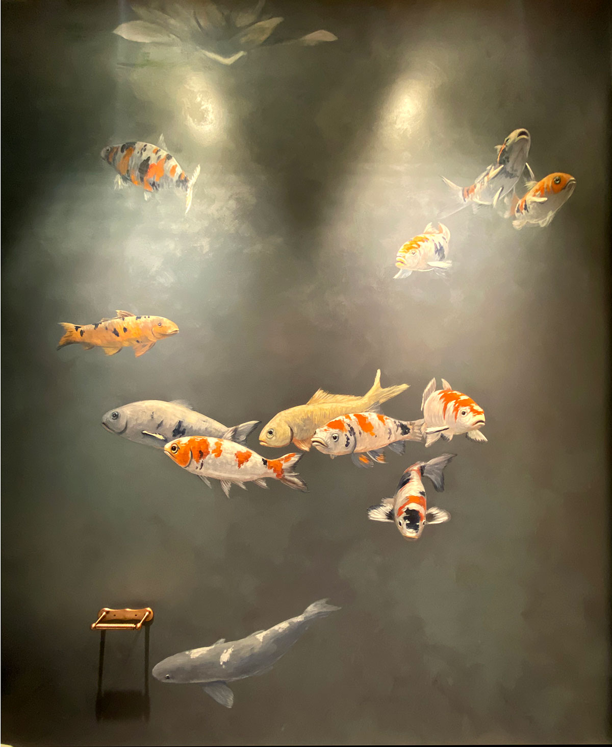 Koi Mural with Handpainted Fish