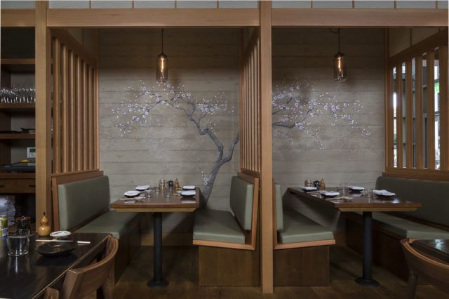Double Booth Mural with Cherry Blossom Flowers