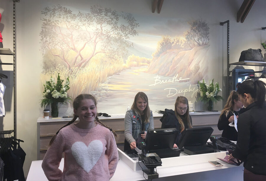 Landscape Mural Behind Register Sets a Soothing Scene for this Retail Space
