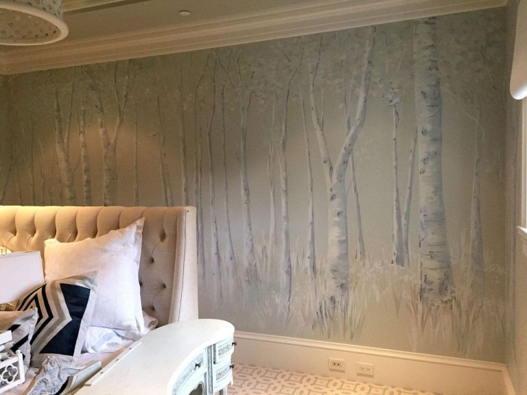Atherton mural for a birch tree bedroom