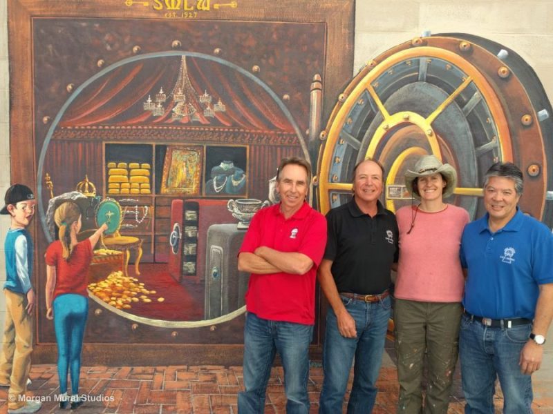 Los Altos Muralist with the San Mateo Lock Works Owners