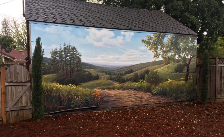 Nature Landscape Mural of San Francisco Bay Area Foothills