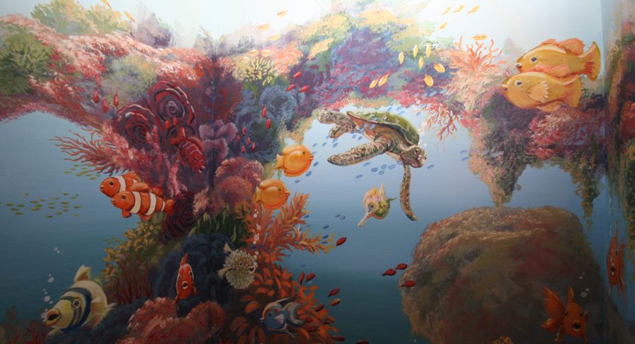 Tropical Fish Mural with Coral Reef