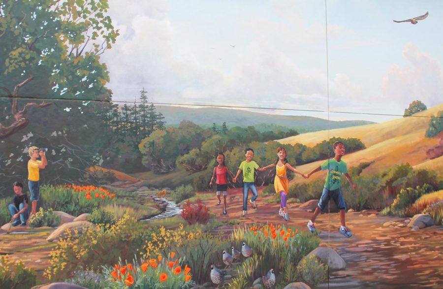 Nature Mural with Landscape and Kid