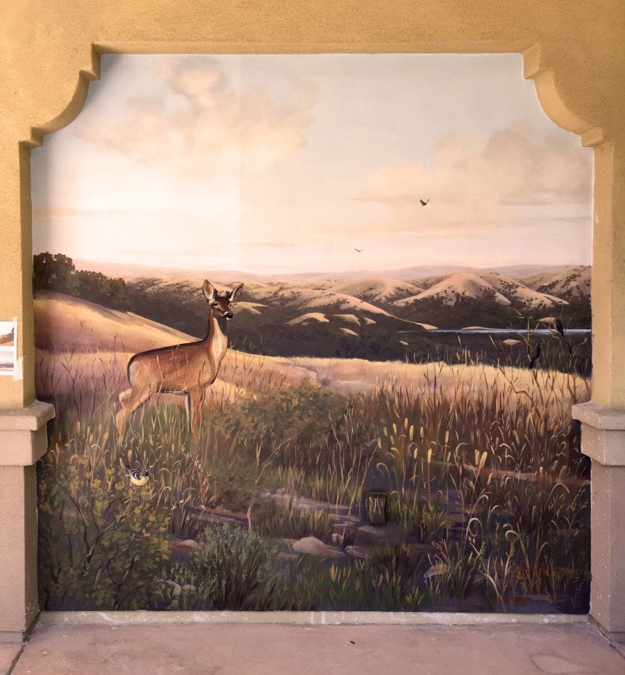 Deer mural with California landscape