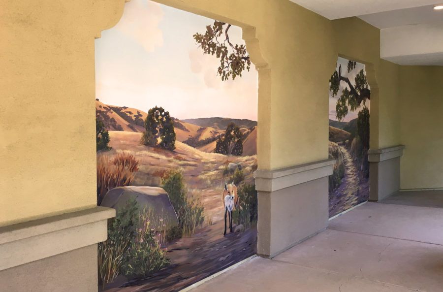 Pleasanton landscape and fox mural