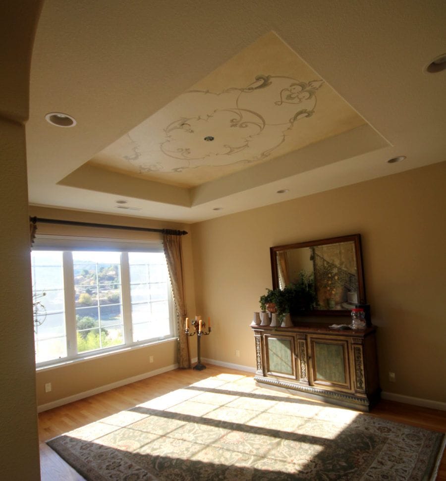 Decorative Ceiling Design Painted for Room in California Home