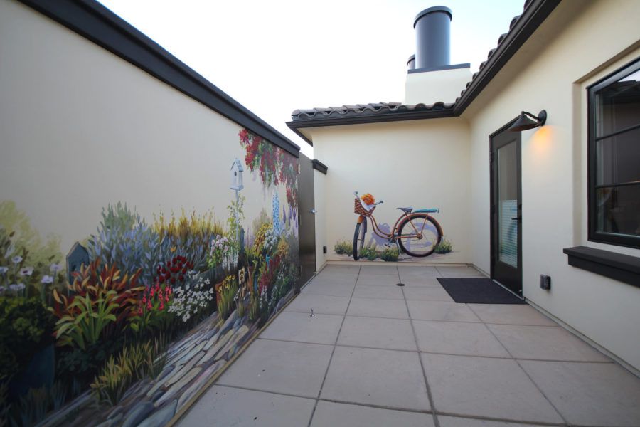 Garden Mural with Bike and Birdhouse