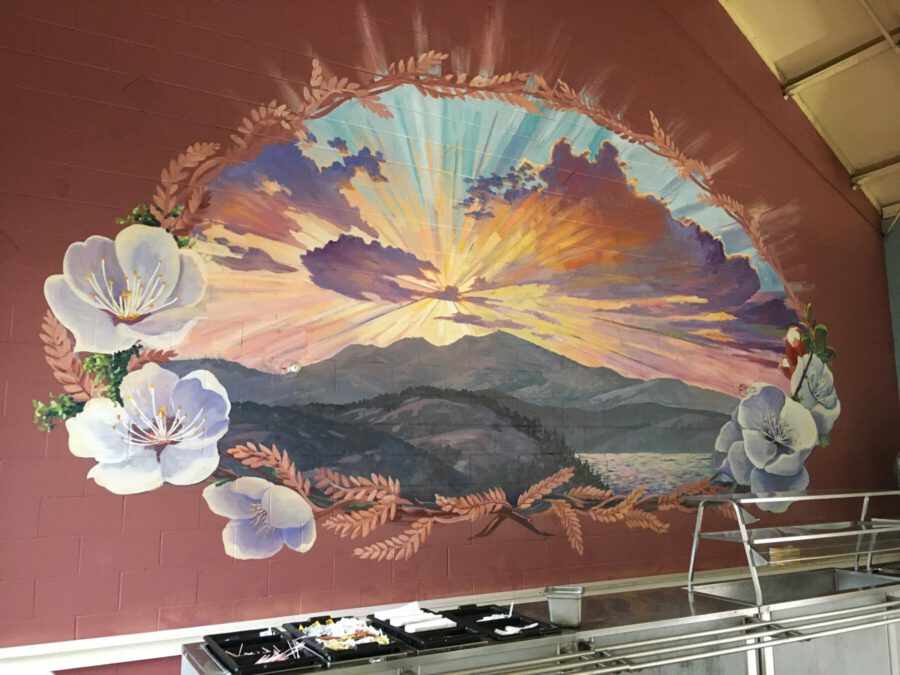 Sunset Mural Wall Painting with Rays of Light