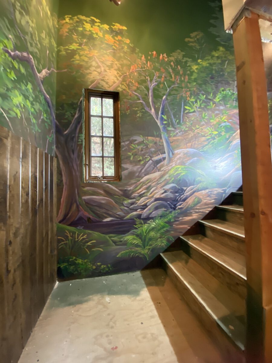 Landscape Mural with Forest Terrain for Stairs
