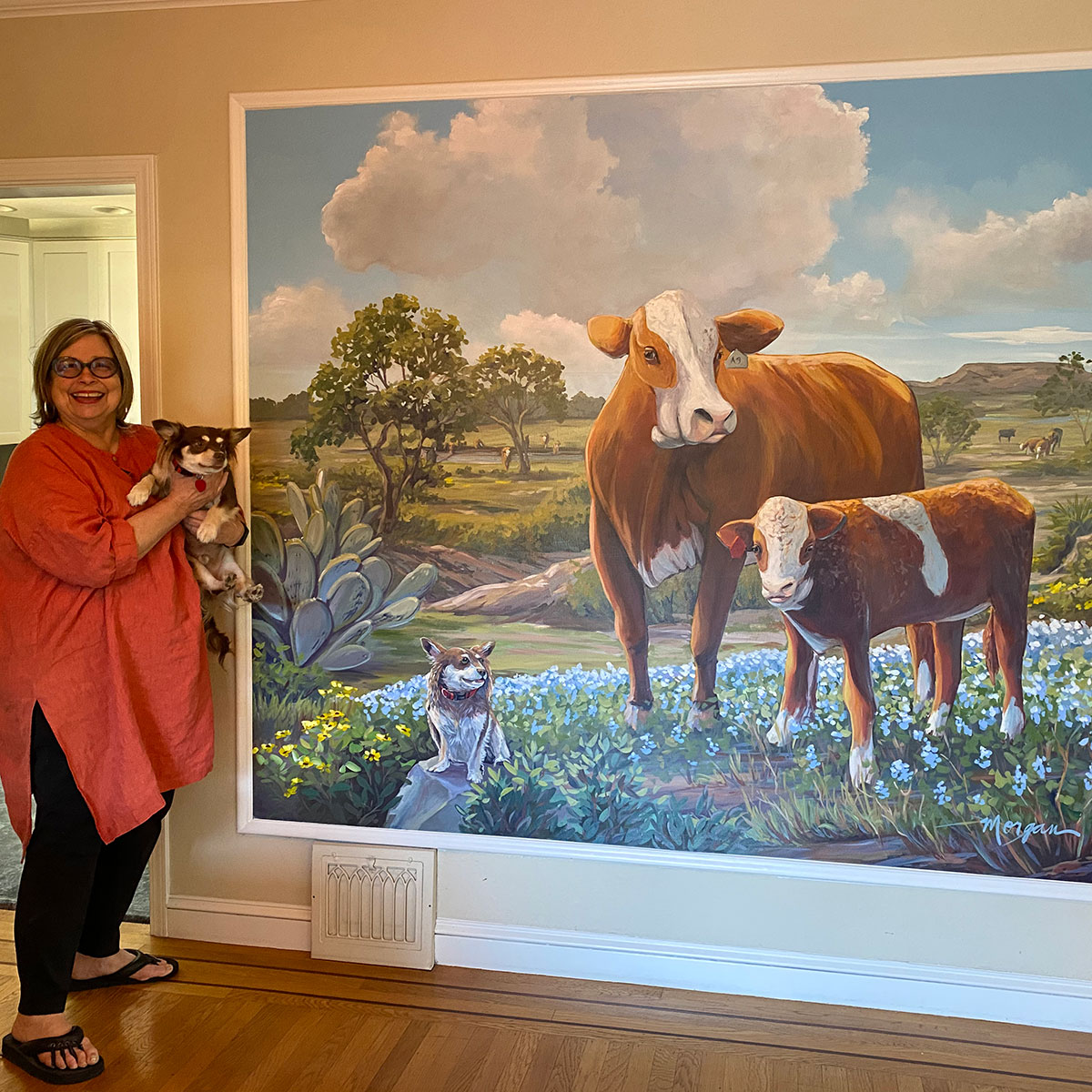 Cow Mural for Dining Room in Californian Home