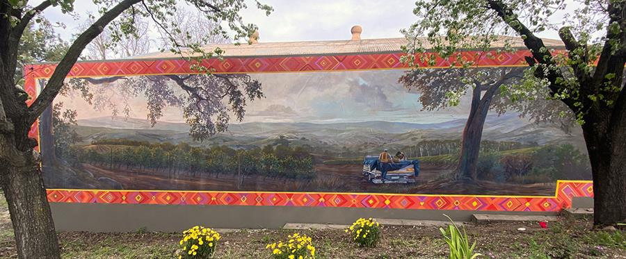 Napa Vineyard Mural on Exterior Wall of Building