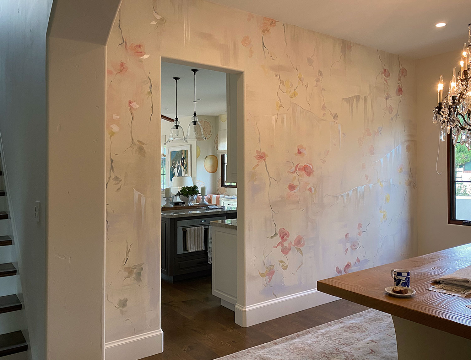 Orchid Mural Painting in Dining Room of Private Residence