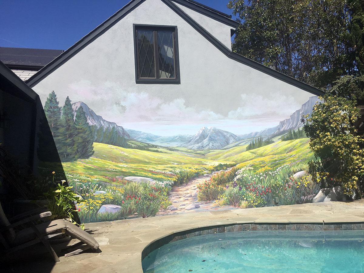 Alpine Meadow Mural for Pool at Private Residence