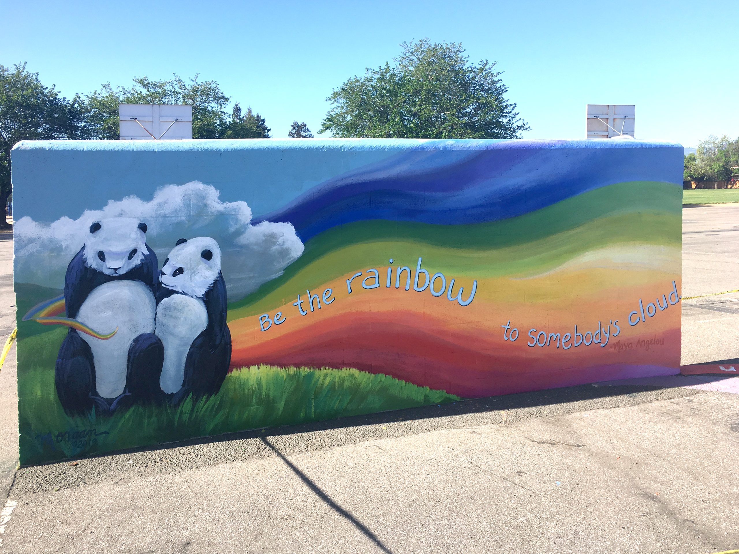 Rainbow Panda Mural for School Yard
