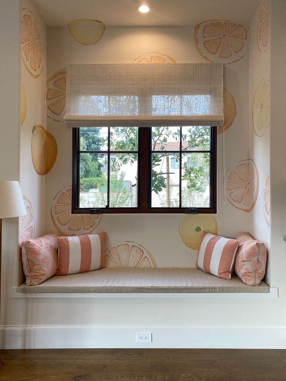 Splendid Citrus - Lemon and Orange Mural in Window Seat of House