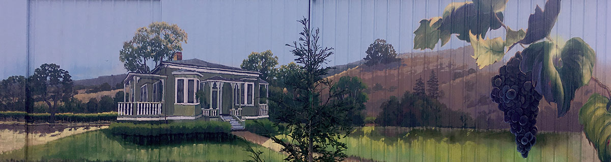 Napa Landscape Mural on a Bumpy Metal Siding Surface