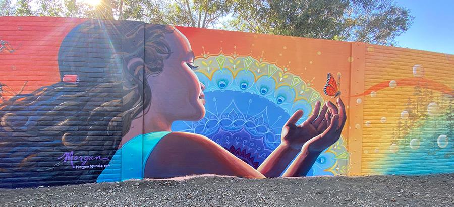 Mandala Mural with Girl and Butterfly in San Jose, California