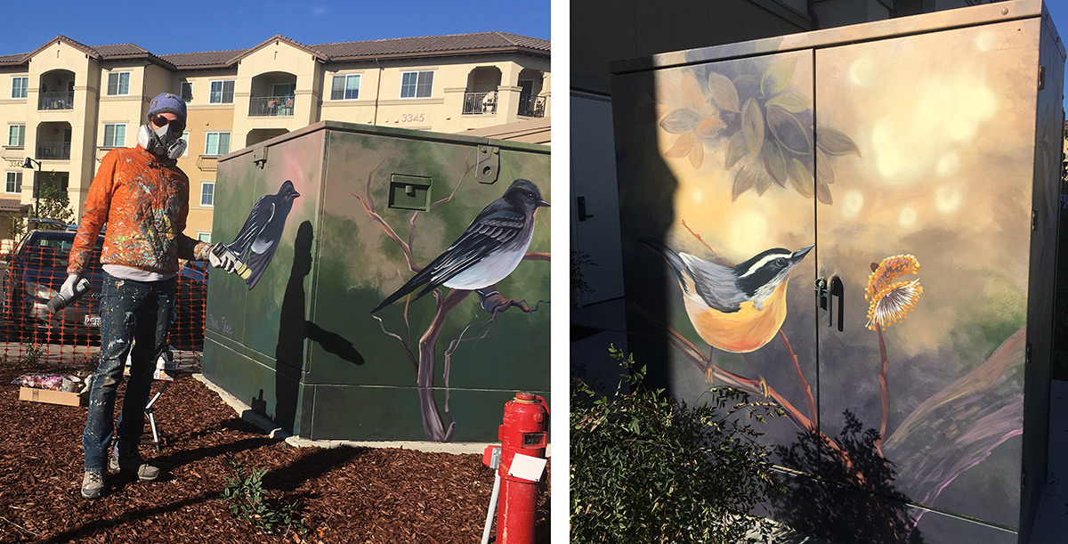 Bird Utility Box Art for California Neighborhood