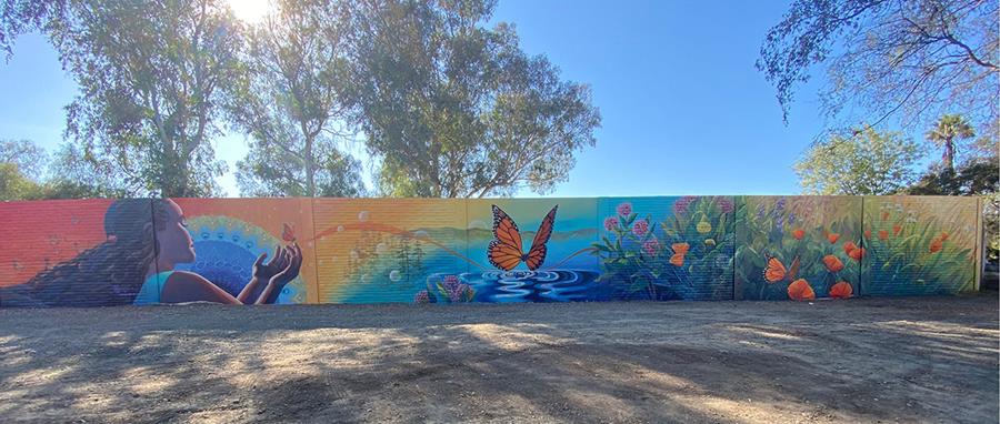 Long Community Mural at Dirt Lot in East San Jose