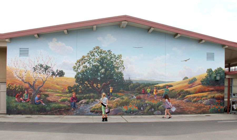 Hill and Landscape Mural at Springer Elementary School Bay Area