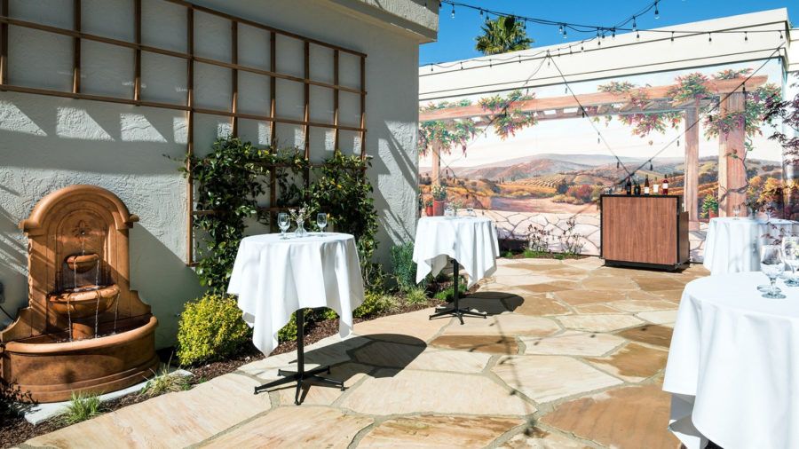 Four Points Sheraton Patio with Vineyard Mural