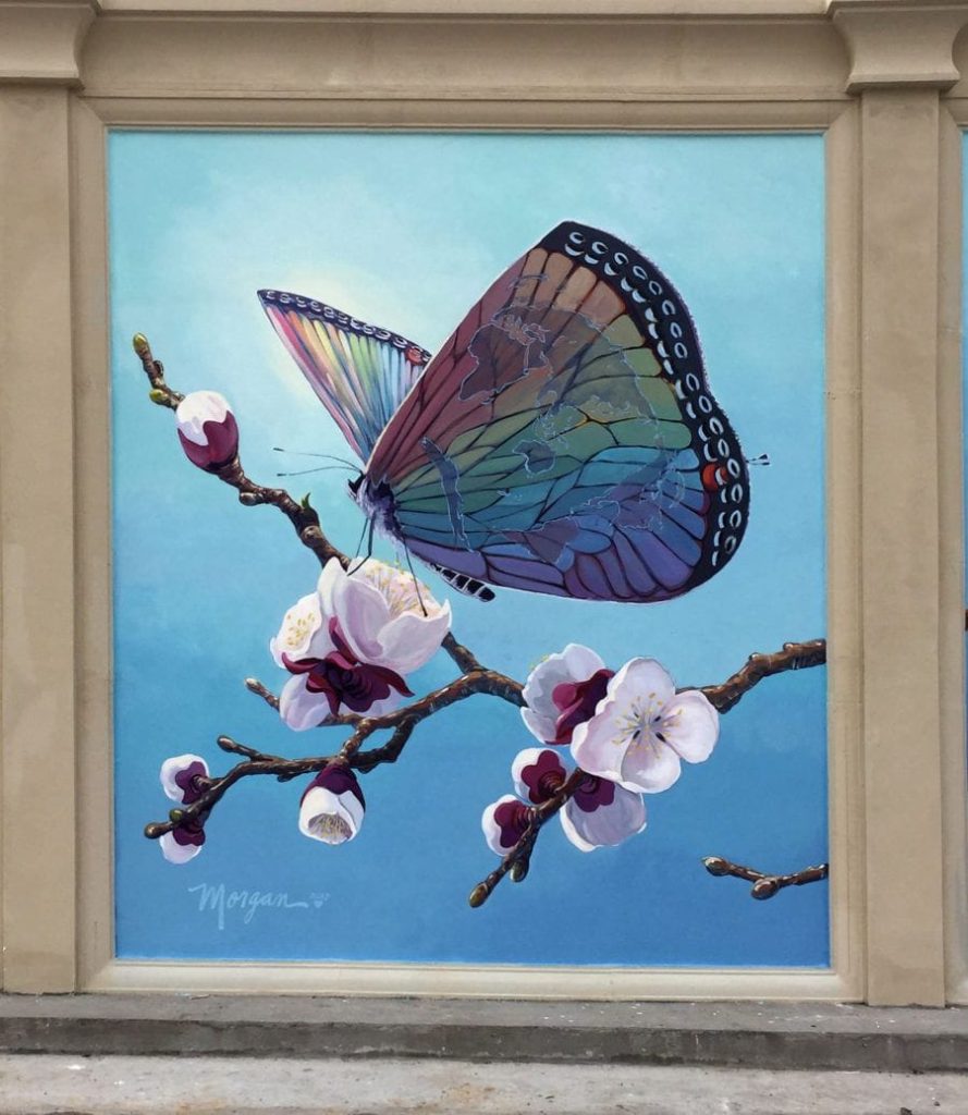 Rainbow butterfly mural celeberates nature
