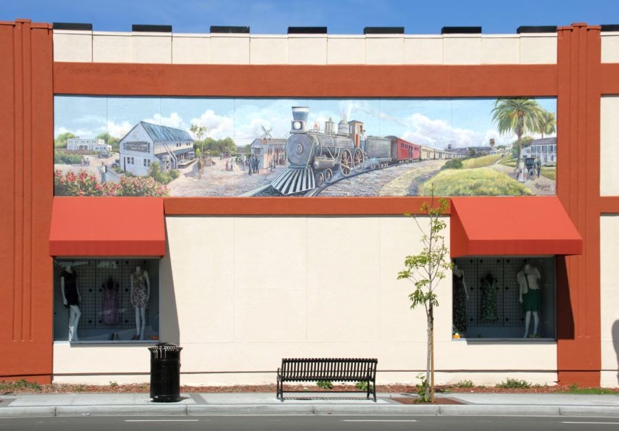 Train Scene Mural at Station