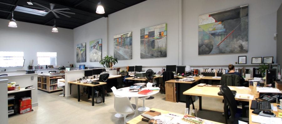 Entrance paintings add ambiance to business space