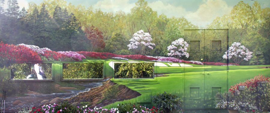 Golfing Mural on Putting Green at Augusta National Golf Club