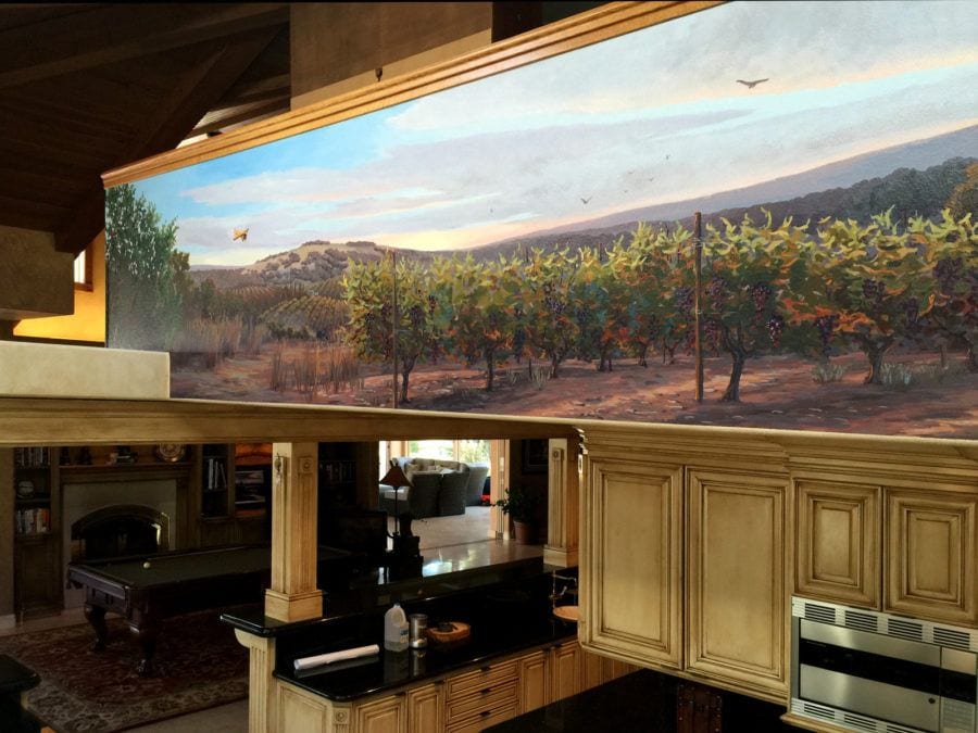 Large Napa Landscape Mural in California Home