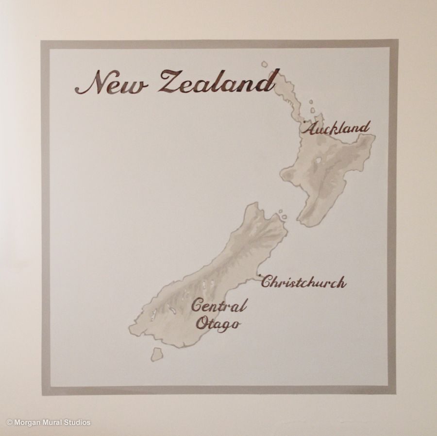 New Zealand Map Mural Custom Painted