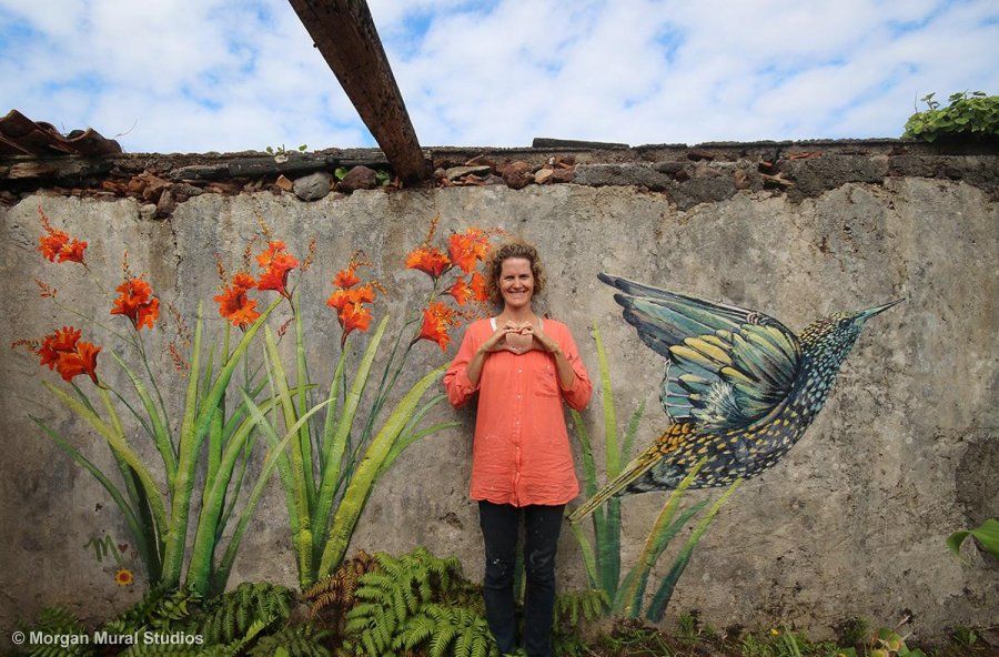 Crocus and Stargazer mural. Click to watch the time-lapse video of the painting.