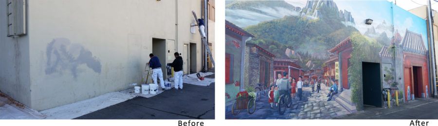 Before and After Chinese Restaurant Mural