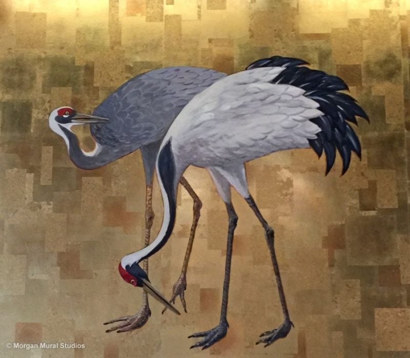 Japanese Restaraunt Mural with Cranes