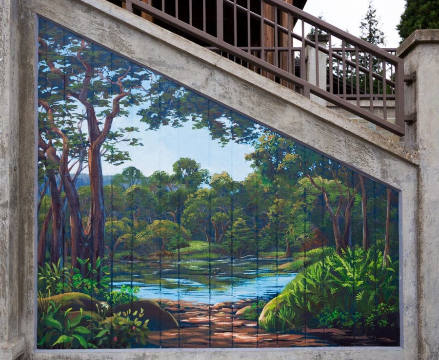 Pond Mural Surrounded by Trees in Portland, Oregon