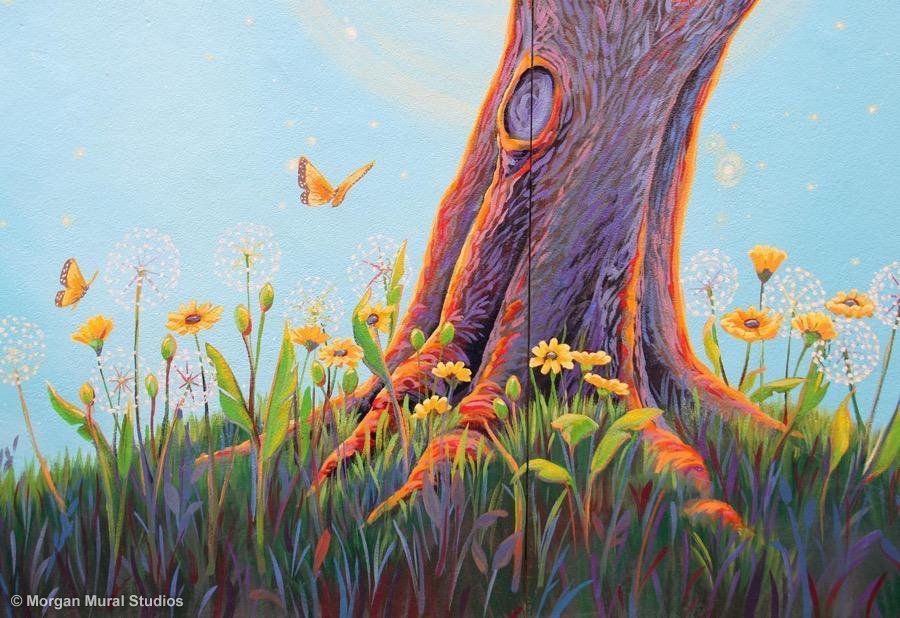 Closeup of Colorful Tree Painting