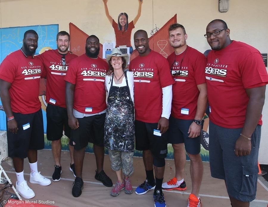 49ers with School Muralist Morgan Bricca