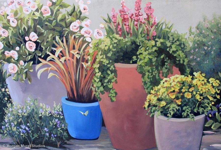 ColorfulPottedGardenBalconyMural FlowerPots.145131