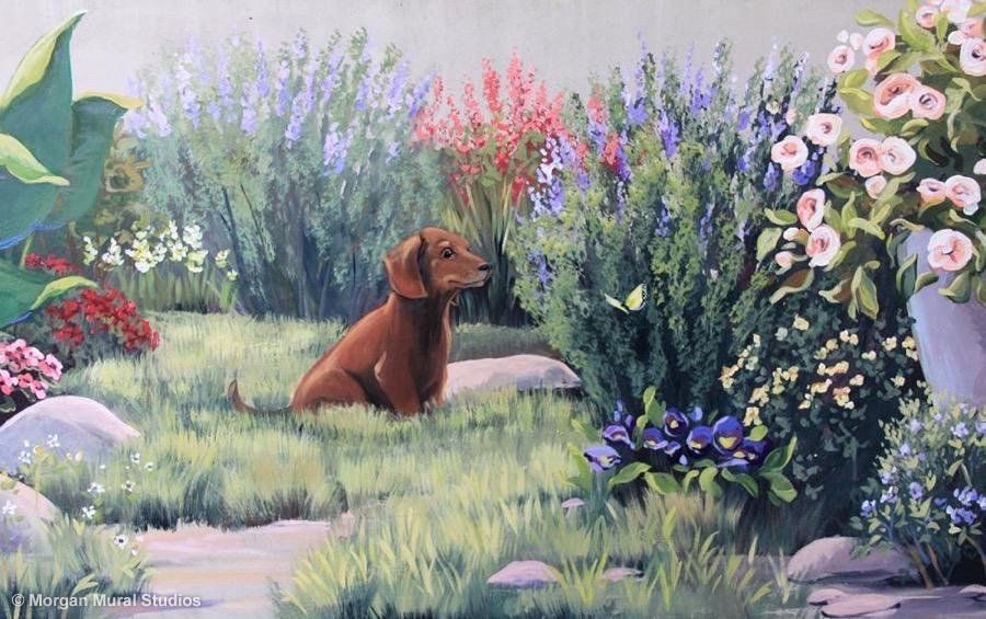 ColorfulPottedGardenBalconyMural GentleDog.145103