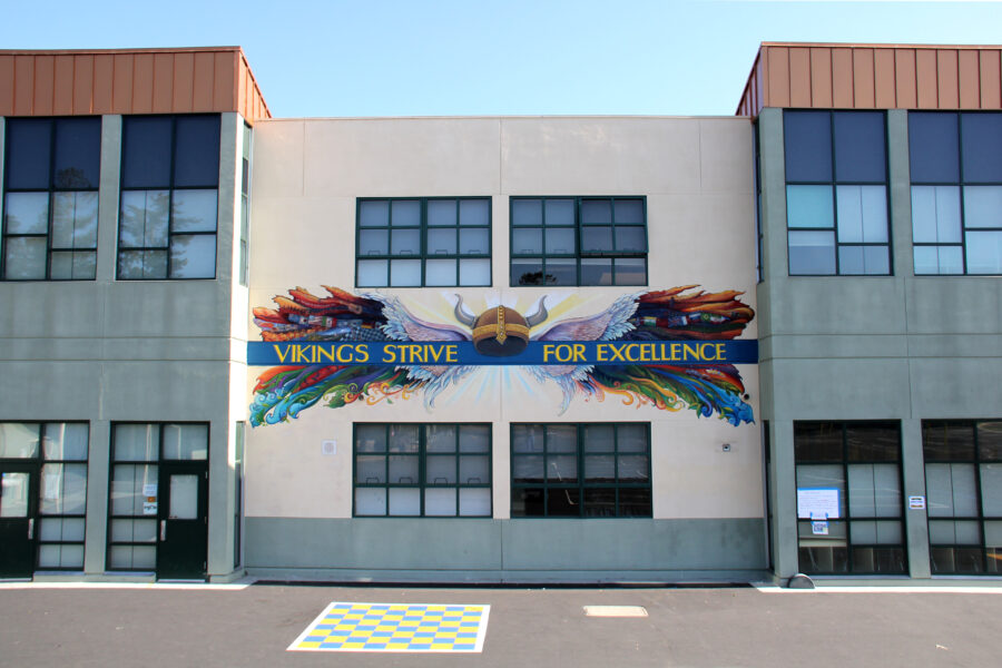 Colorful Junior High Mural Celebrating Diversity