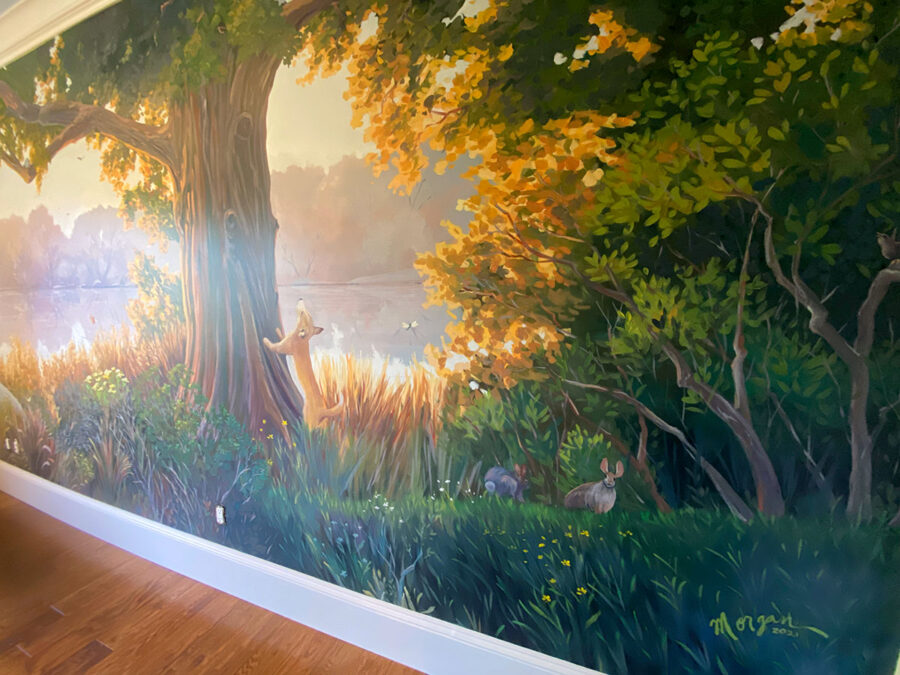 Wildlife Mural Custom Painted for Private Residence in Northern California