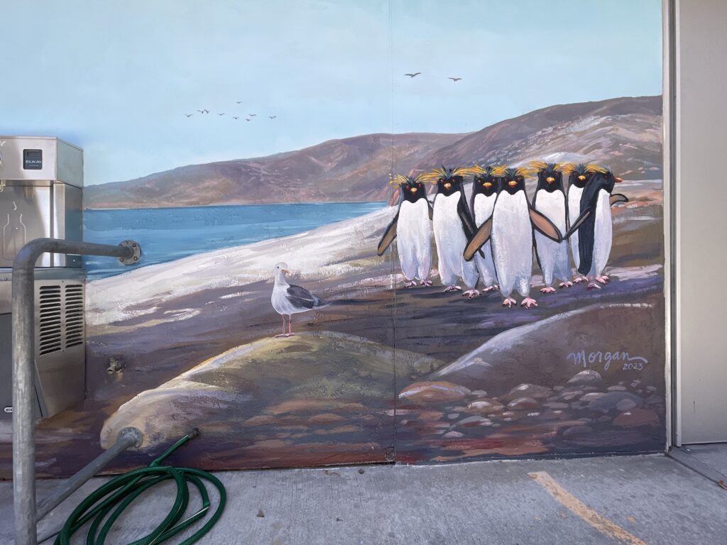 Rockhopper landscape mural for school