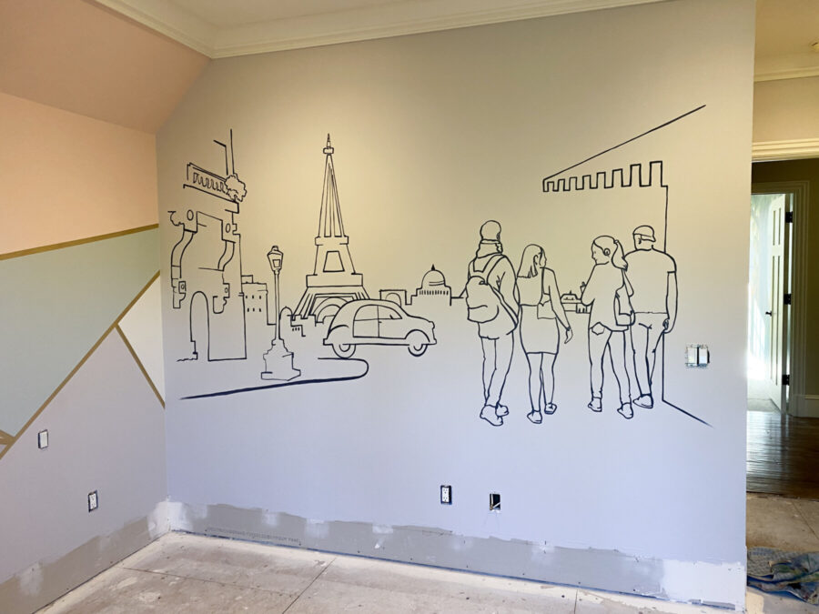 Paris Illustration Mural for Girl's Room