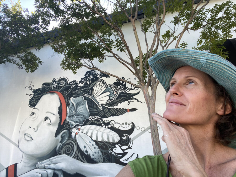 "Dream" Girl Mural and a Daydreaming Los Altos Muralist