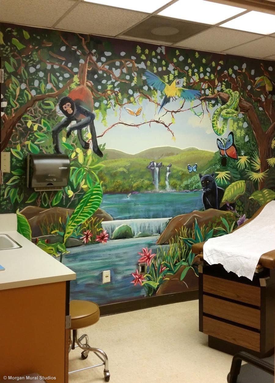 Medical Clinic Mural Painting with Monkey