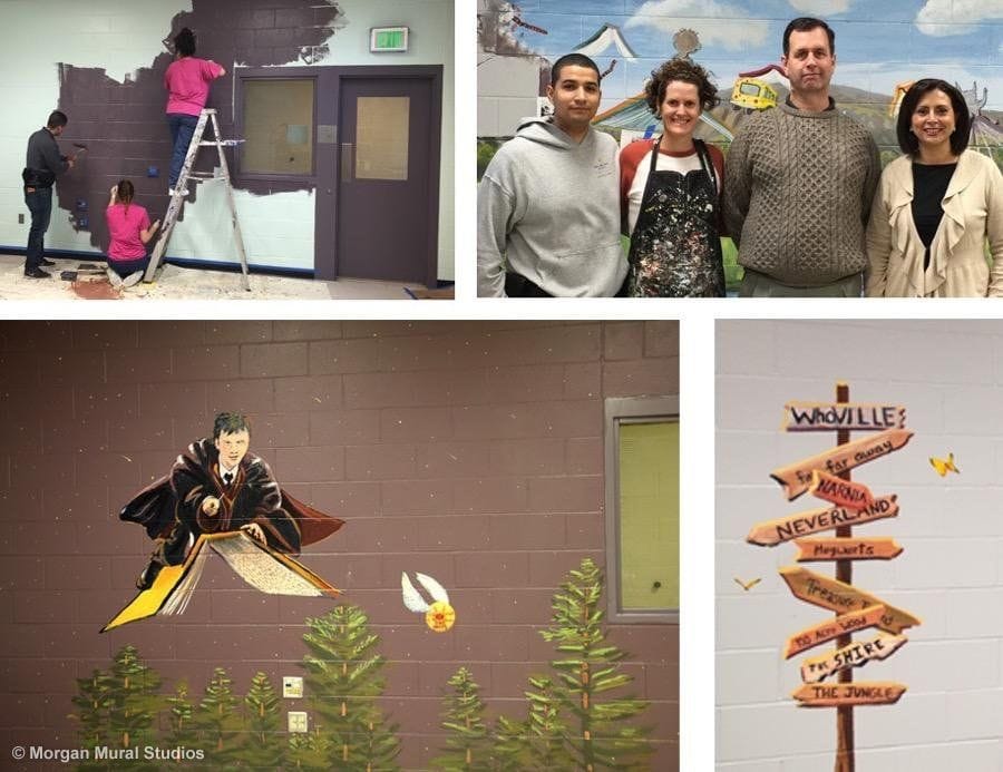 Juvenile Hall Inmates Painting Harry Potter Mural for Library