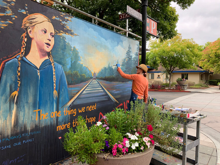 Public Mural of Climate Change Activist Greta Thunberg in Los Altos